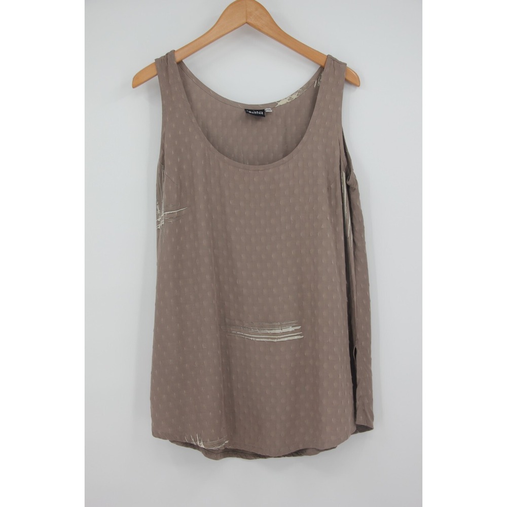 IguaNa Brand Women's Sleeveless Tank Top Blouse Beige Sz S Lagenlook #432